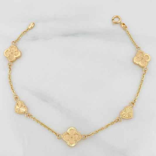 Pulso Aro Seguido Trebol 3.15g / 19cm / 1.65mm Oro Amarillo 18K