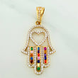 Dije Mano Hamsa 4.4 g / 4 cm Dos Oros Amarillo Blanco 18K