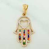 Dije Mano Hamsa 4.4 g / 4 cm Dos Oros Amarillo Blanco 18K