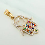 Dije Mano Hamsa 4.4 g / 4 cm Dos Oros Amarillo Blanco 18K