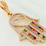 Dije Mano Hamsa 4.4 g / 4 cm Dos Oros Amarillo Blanco 18K