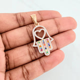 Dije Mano Hamsa 4.4 g / 4 cm Dos Oros Amarillo Blanco 18K