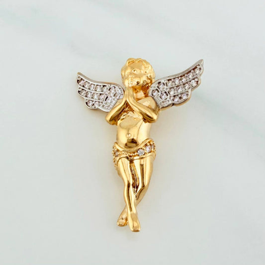 Dije Angel De La Guarda 4.5 g / 3 cm Dos Oros Amarillo Blanco 18K