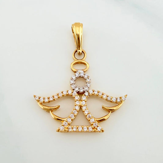 Dije Angel 2.1 g / 3 cm Dos Oros Amarillo Blanco 18K