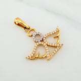 Dije Angel 2.1 g / 3 cm Dos Oros Amarillo Blanco 18K