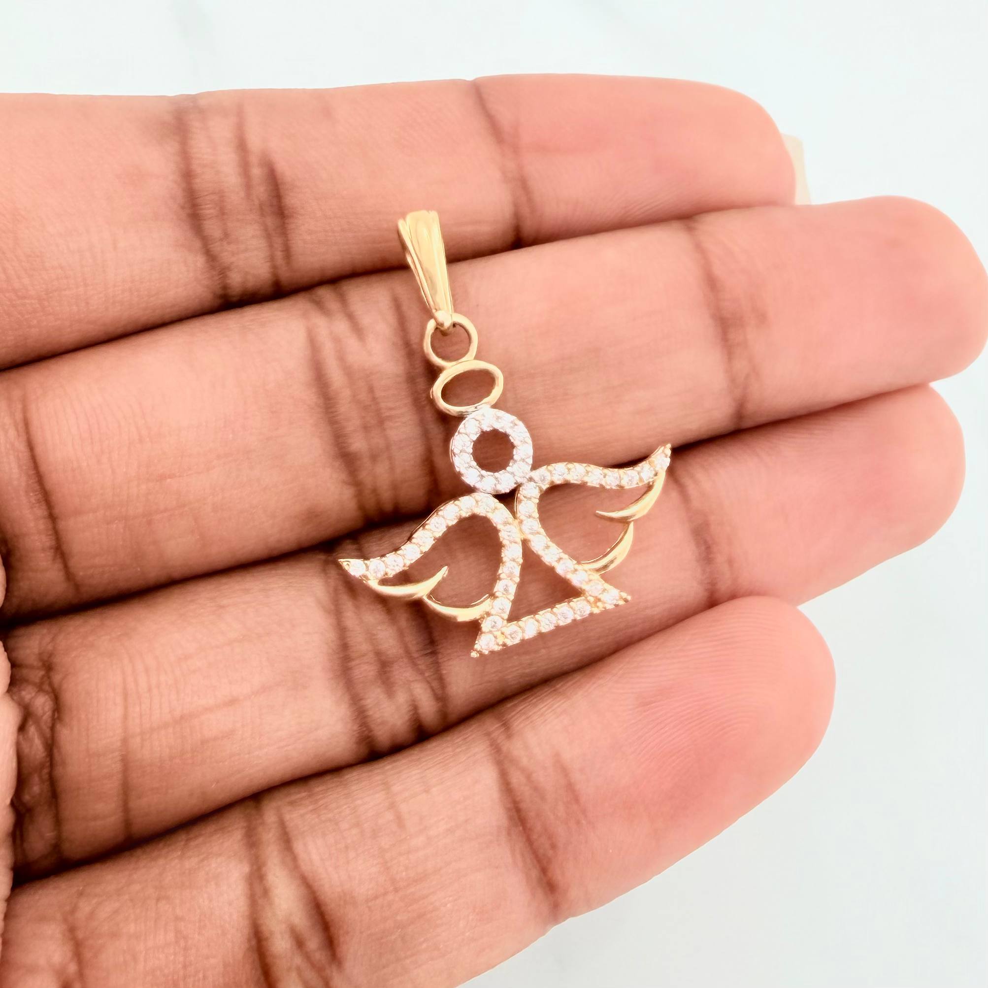 Dije Angel 2.1 g / 3 cm Dos Oros Amarillo Blanco 18K