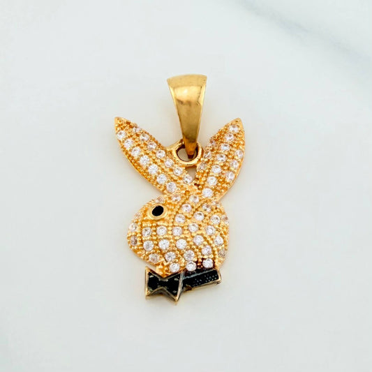 Dije Conejo 2.1 g / 2.2 cm Dos Oros Negro Amarillo 18K
