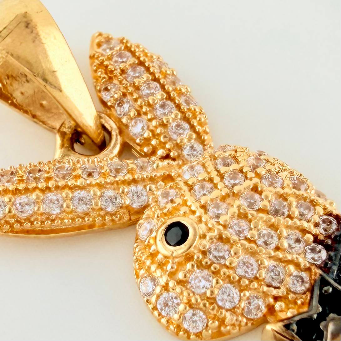 Dije Conejo 2.1 g / 2.2 cm Dos Oros Negro Amarillo 18K