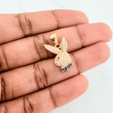 Dije Conejo 2.1 g / 2.2 cm Dos Oros Negro Amarillo 18K
