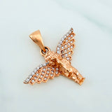 Dije Angel De La Guarda 2.75 g / 2.5 cm  Dos Oros Blanco Rosa 18K