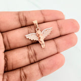 Dije Angel De La Guarda 2.75 g / 2.5 cm  Dos Oros Blanco Rosa 18K