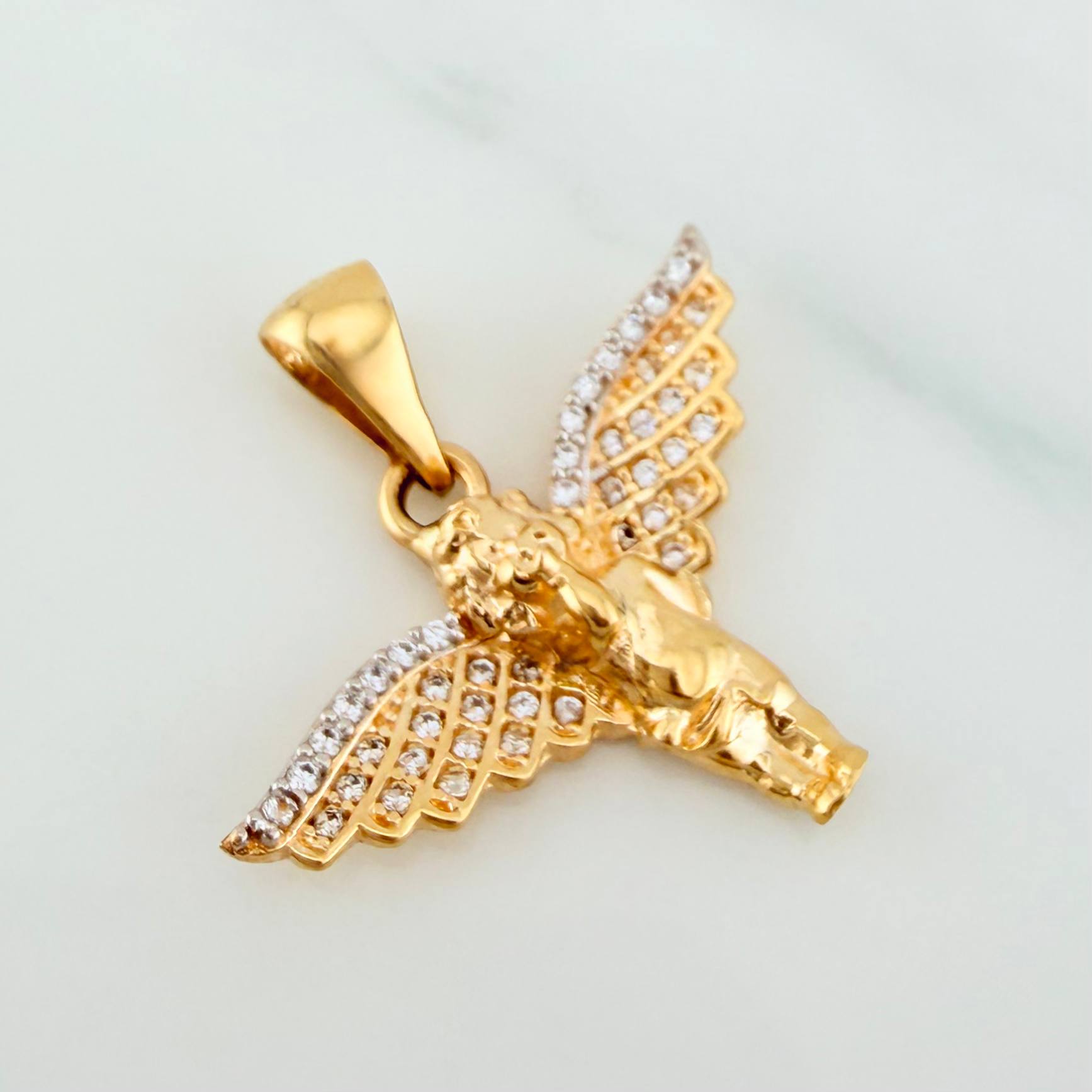 Dije Angel De La Guarda 2.8 g / 2.5 cm Dos Oros Amarillo Blanco 18K