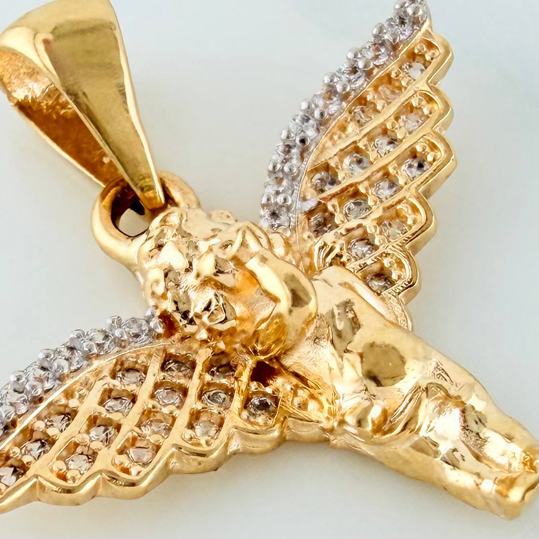 Dije Angel De La Guarda 2.8 g / 2.5 cm Dos Oros Amarillo Blanco 18K