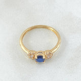 Anillo Solitario Copos Laterales 1.5gr / T4 1/2 / Oro 18K