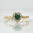 Anillo Solitario Halo Corazón 1.85gr / T7 3/4 / Oro 18K *
