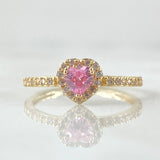 Anillo Solitario Halo Corazón 1.7gr / T5 1/4 / Oro 18K