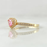 Anillo Solitario Halo Corazón 1.7gr / T5 1/4 / Oro 18K