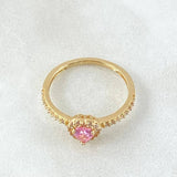 Anillo Solitario Halo Corazón 1.7gr / T5 1/4 / Oro 18K