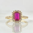 Anillo Solitario Halo Rectangular 2.35gr / T6 / Oro Amarillo 18K