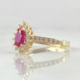 Anillo Solitario Halo Gota 2.25gr / T5 1/4 / Oro 18K