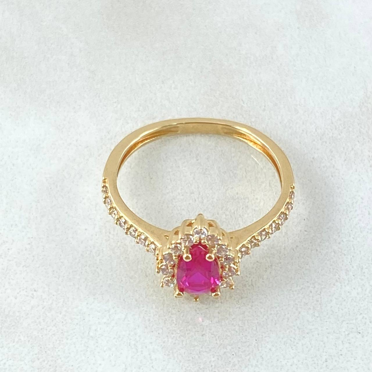 Anillo Solitario Halo Gota 2.25gr / T5 1/4 / Oro 18K