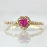 Anillo Solitario Halo Corazón 1.95gr / T8 1/4 / Oro 18K