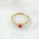 Anillo Solitario Halo Corazón 1.85gr / T5 3/4 / Oro 18K
