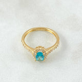 Anillo Solitario Halo Ovalo 2.35gr / T7 3/4 / Oro 18K