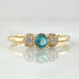 Anillo Solitario Copos Laterales 1.85gr / T6 3/4 / Oro 18K *