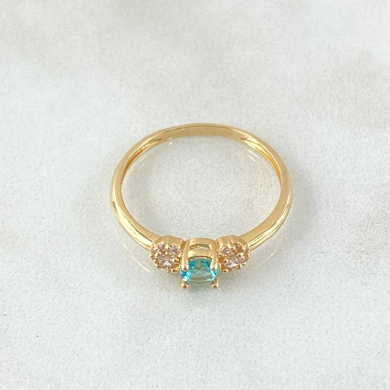 Anillo Solitario Copos Laterales 1.75gr / T7 1/4 / Oro 18K