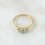 Anillo Solitario Copos Laterales 1.75gr / T7 1/4 / Oro 18K