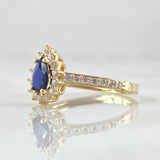 Anillo Solitario Halo Gota 2.2gr / T4 3/4 / Oro 18K *