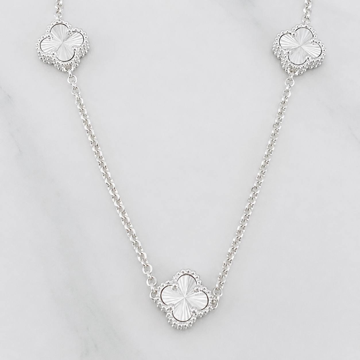 Cadena Aro Seguido Trebol  9.6g / 55cm / 1.5mm Plata 925