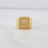 Anillo Cruz Cristo 3.35g / T8 1/2 Dos Oros Amarillo Blanco 18K