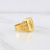 Anillo Cruz Cristo 3.35g / T8 1/2 Dos Oros Amarillo Blanco 18K