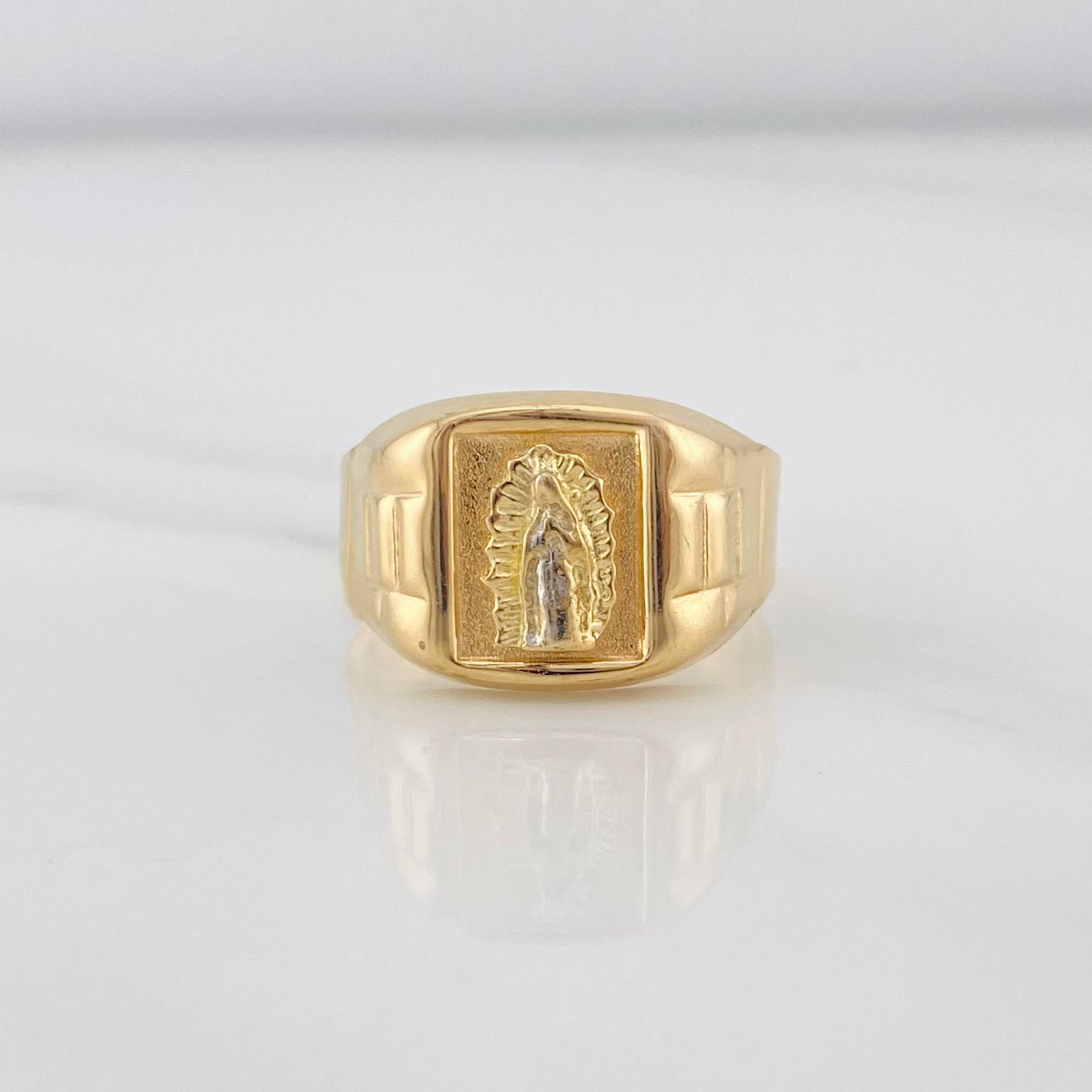 Anillo Virgen Guadalupe 3.4g / T10 Dos Oros Amarillo Blanco 18K