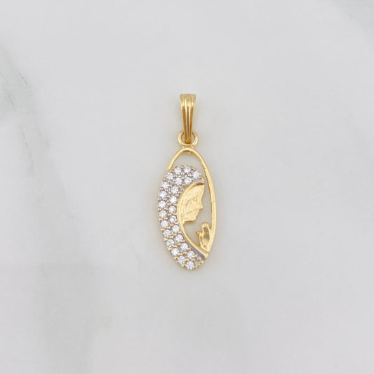 Dije Virgen 0.95g / 2.5cm Dos Oros Amarillo Blanco 18K