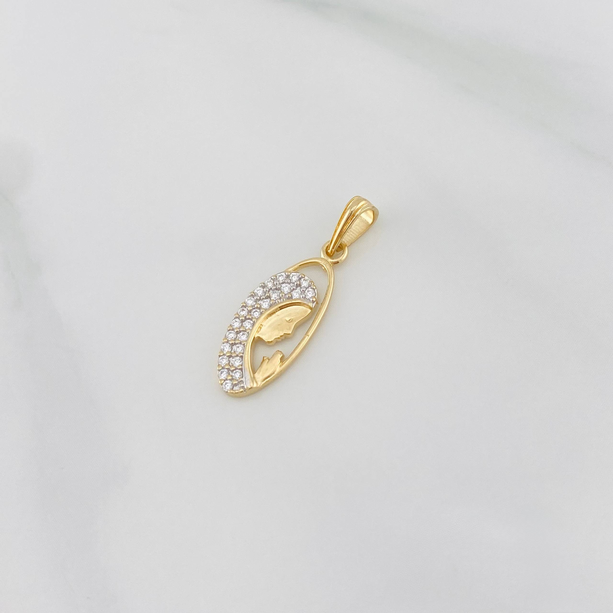 Dije Virgen 0.95g / 2.5cm Dos Oros Amarillo Blanco 18K