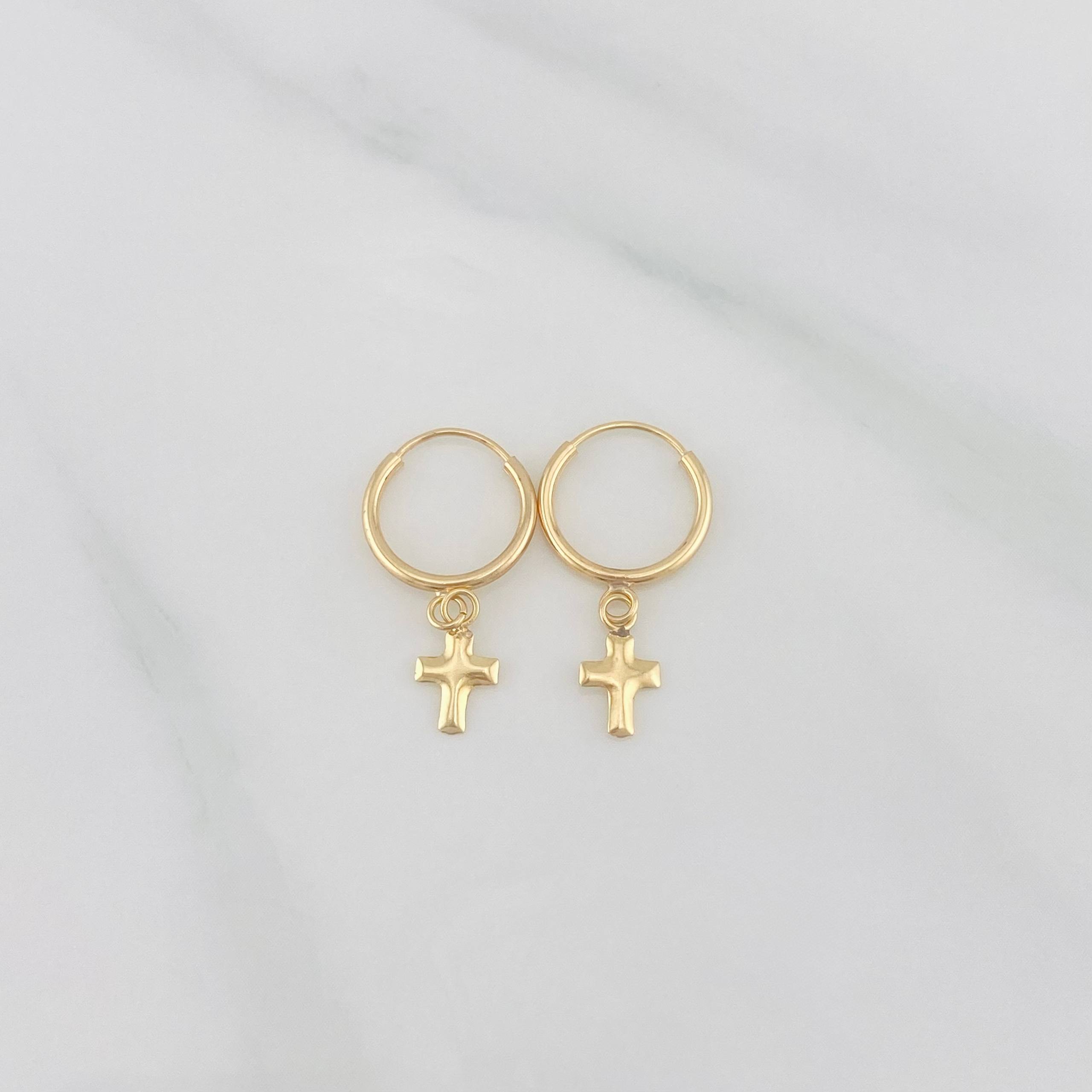 Candongas Cruz 0.6g / 2cm Oro Amarillo 18K
