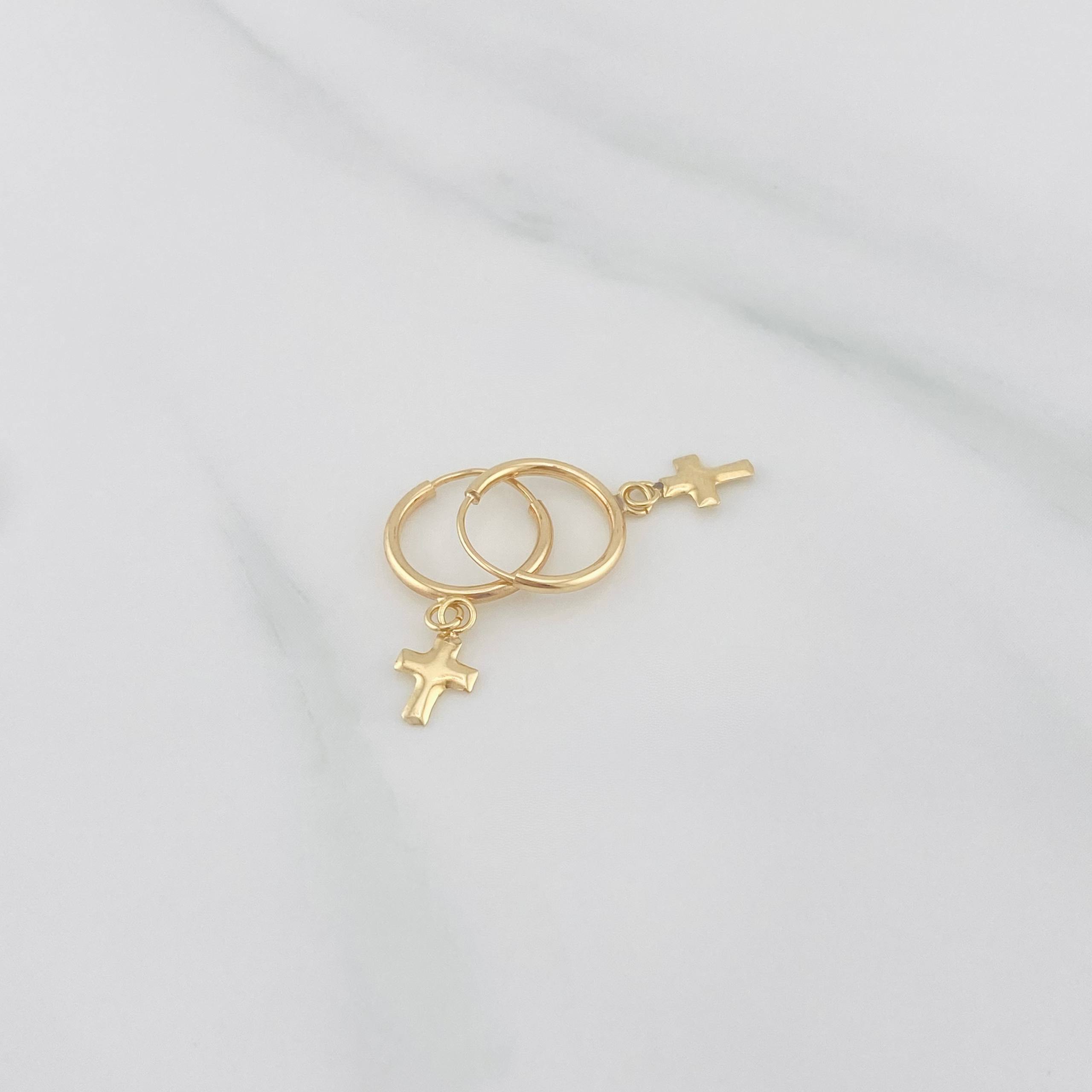Candongas Cruz 0.6g / 2cm Oro Amarillo 18K