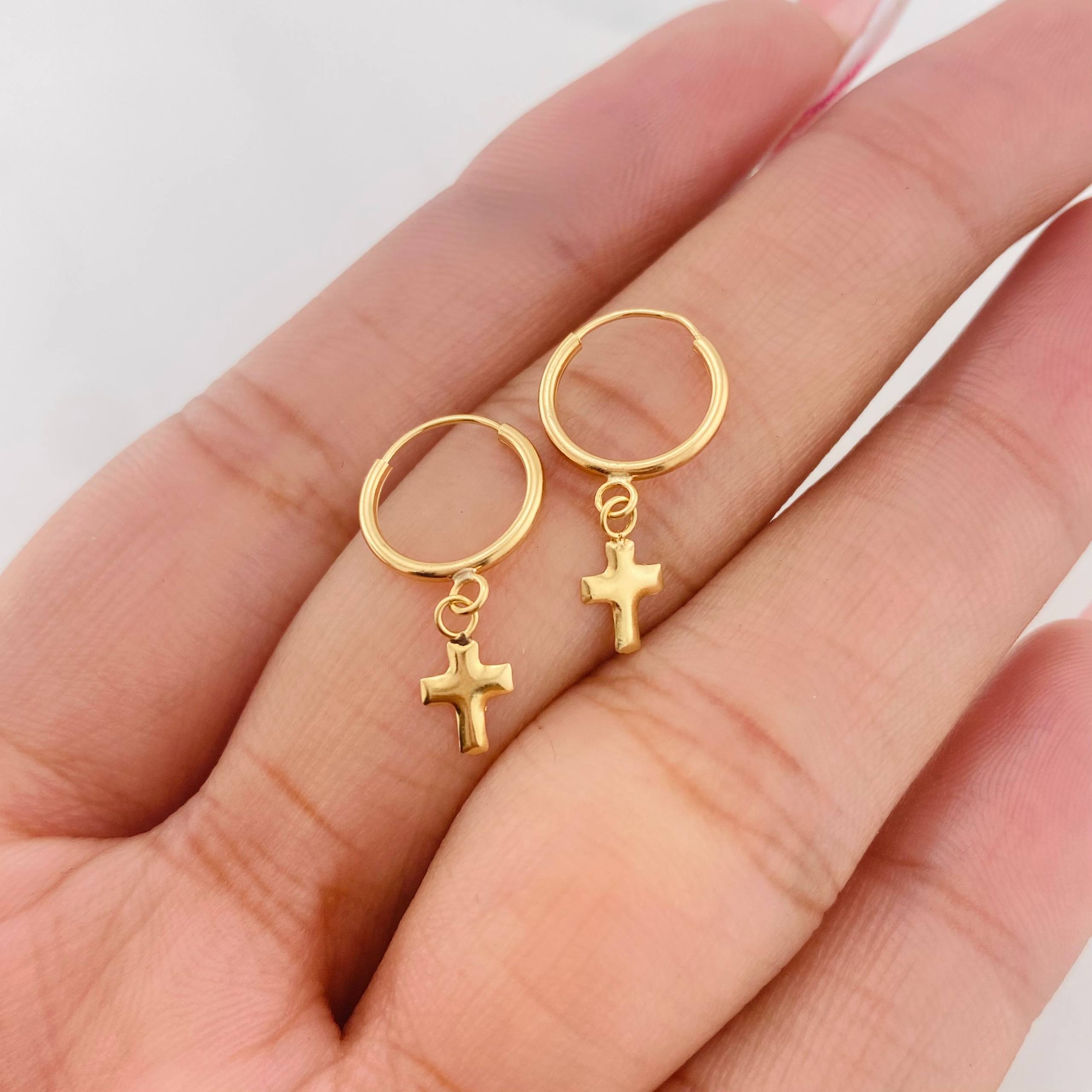 Candongas Cruz 0.6g / 2cm Oro Amarillo 18K