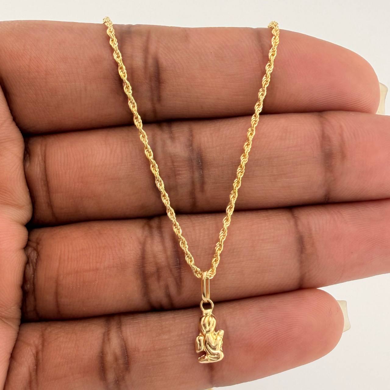 Set Cadena y Dije Lazo + Angel De La Guarda 1.25gr / 50.7cm / 1.12mm Oro Amarillo 18K (Oferta) $