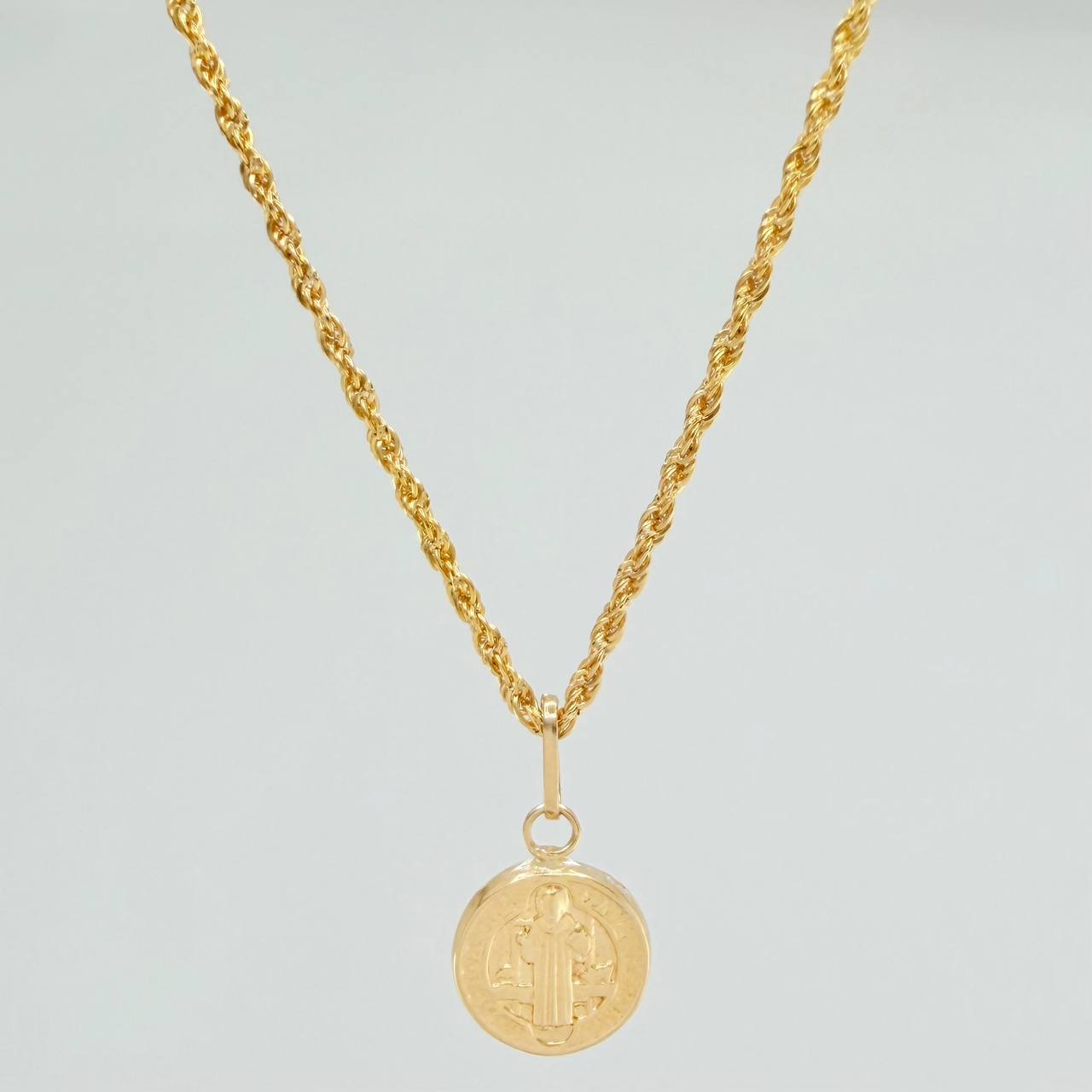 Set Cadena y Dije Lazo + San Benito 1.35gr / 49.9cm / 1.08mm Oro Amarillo 18K (Oferta) $