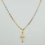 Set Cadena y Dije Flor Espejo + Cruz 1.15gr / 45.2cm / 1.52mm Tres Oros 18K (Oferta) $