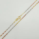 Set Cadena y Dije Flor Espejo + Cruz 1.15gr / 45.2cm / 1.52mm Tres Oros 18K (Oferta) $