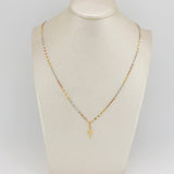 Set Cadena y Dije Flor Espejo + Cruz 1.15gr / 45.2cm / 1.52mm Tres Oros 18K (Oferta) $