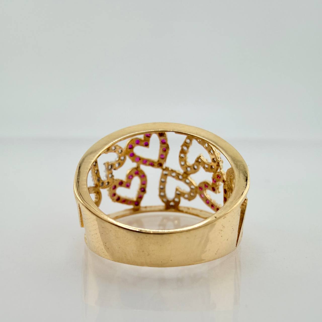 Anillo Lluvia De Corazones 3.8gr / T6 1/4 / Dos Oros Amarillo Blanco 18K