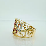 Anillo Lluvia De Corazones 3.8gr / T6 1/4 / Dos Oros Amarillo Blanco 18K