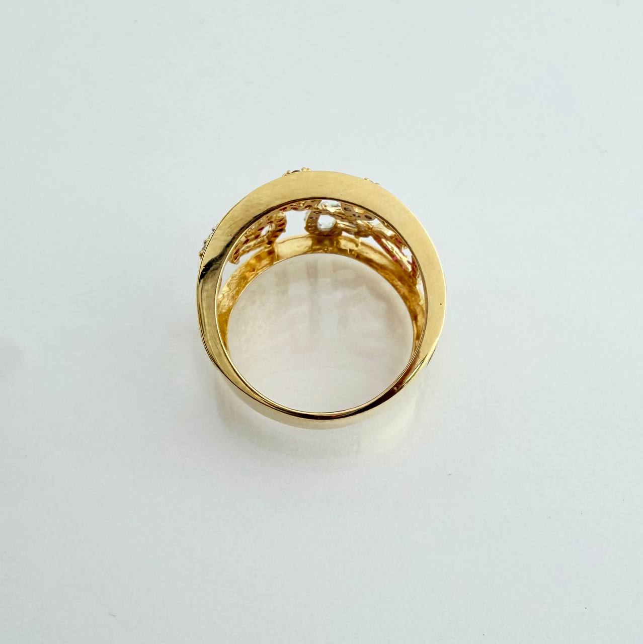 Anillo Lluvia De Corazones 3.8gr / T6 1/4 / Dos Oros Amarillo Blanco 18K