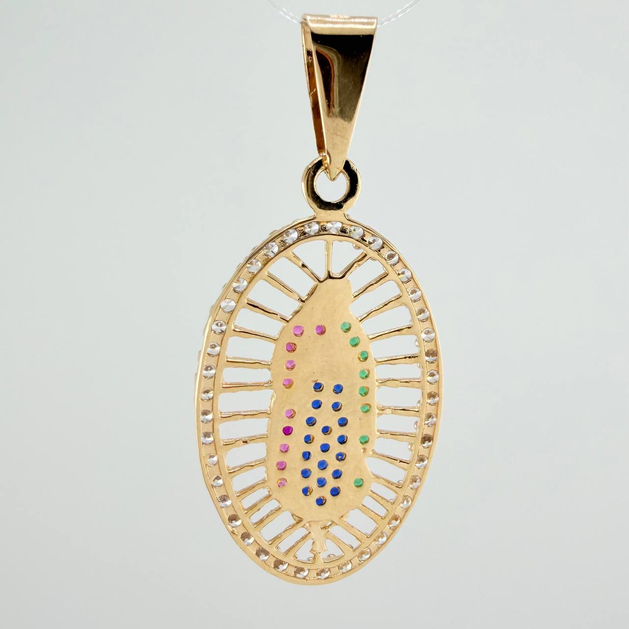Dije Virgen De Guadalupe 2.8gr / 3.7cm / Dos Oros Amarillo Blanco 18K $
